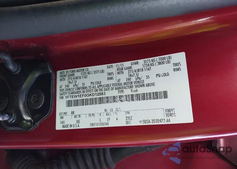 2016 Ford F-150 Xlt from USA, damaged, VIN 1FTEW1EF0GKD12583